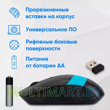 Мышь Oklick 310MW (черный/голубой) картинка 4